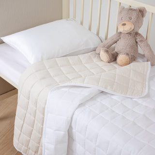 Jeté de lit Bébé "Fibre de Silicone" Blanc - Gris Galet 100x145