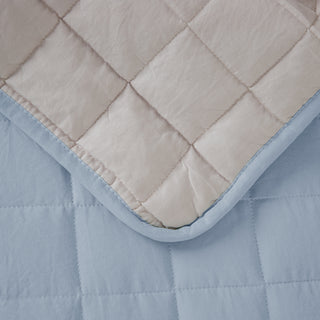 Couvre-lit bébé "Silicone Fiber" Bleu Ciel - Beige 100x145