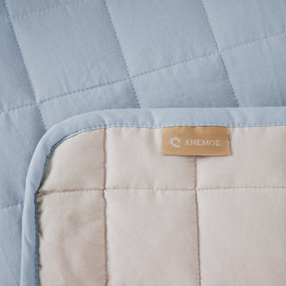 Couvre-lit bébé "Silicone Fiber" Bleu Ciel - Beige 100x145