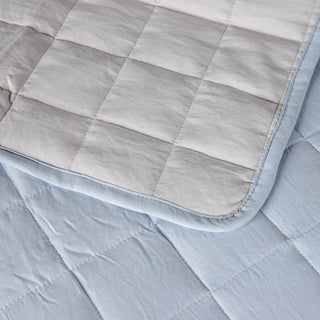 Jeté de lit simple "Silicone Fiber" Bleu Ciel - Beige 160x220