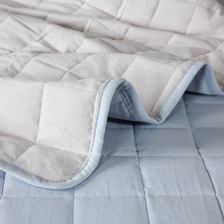 Jeté de lit simple "Silicone Fiber" Bleu Ciel - Beige 160x220