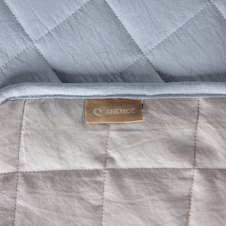 Jeté de lit simple "Silicone Fiber" Bleu Ciel - Beige 160x220