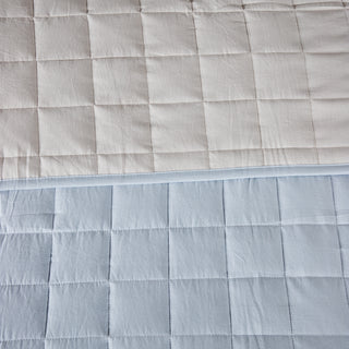 Jeté de lit simple "Silicone Fiber" Bleu Ciel - Beige 160x220