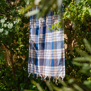 Πετσέτα Πλαζ Pestemal Eco Καρό Blue 100x180