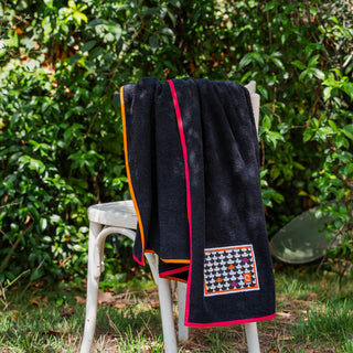 Πετσέτα Θαλάσσης Marinessa Καραβάκια Black Orange-Fuchsia 80x180