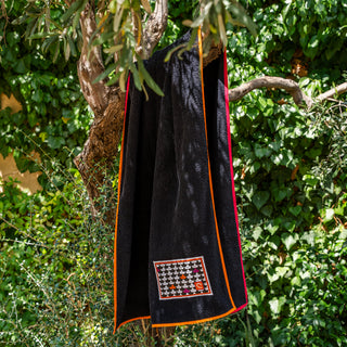 Πετσέτα Θαλάσσης Marinessa Καραβάκια Black Orange-Fuchsia 80x180