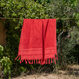 Πετσέτα Θαλάσσης 100% Βαμβακερή Red 90x180