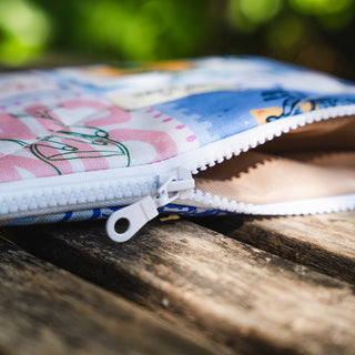 Handmade Τσαντάκι Mini Zipper Pouch Mediterranian Card Postal