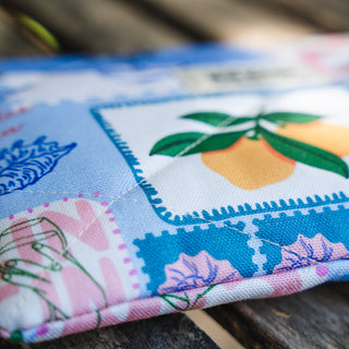 Handmade Τσαντάκι Mini Zipper Pouch Mediterranian Card Postal