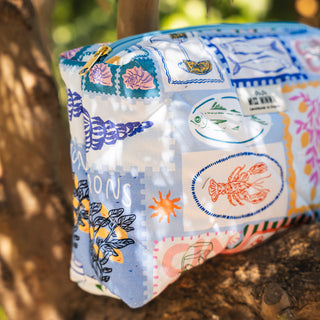 Handmade Τσαντάκι Zipper Box Pouch Mediterranian Card Postal
