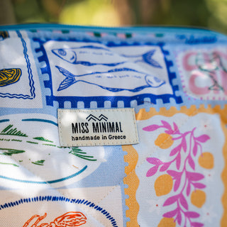Handmade Τσαντάκι Zipper Box Pouch Mediterranian Card Postal
