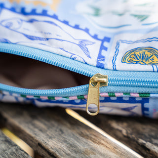 Handmade Τσαντάκι Zipper Box Pouch Mediterranian Card Postal