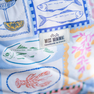 Handmade Τσαντάκι Zipper Box Pouch Mediterranian Card Postal