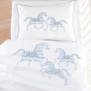 Σετ Σεντόνια Bebe Ermo Carousel White-Ciel 120x170