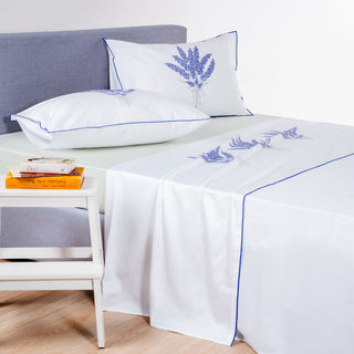Σετ Σεντόνια Υπέρδιπλα Λεβάντα 300TC White - Mint 240x270