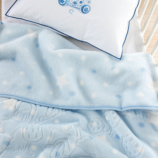 Κουβέρτα Bebe Soft Vison 100x120cm Train Light Blue