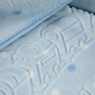 Κουβέρτα Bebe Soft Vison 100x120cm Train Light Blue