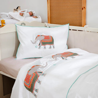Σετ Σεντόνια Bebe Στολισμένος Ελέφαντας Green - Pumish Stone 120x180