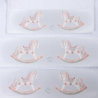 Pink Carousel Pumice Stone Children's Towel Set 3pcs