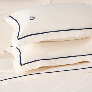 Sheet set Super double Hotel Line Oxford White-Navy 4 pcs. 240x270cm.