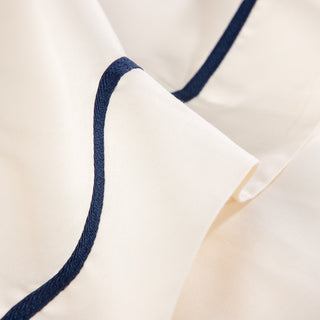 Sheet set Super double Hotel Line Oxford White-Navy 4 pcs. 240x270cm.