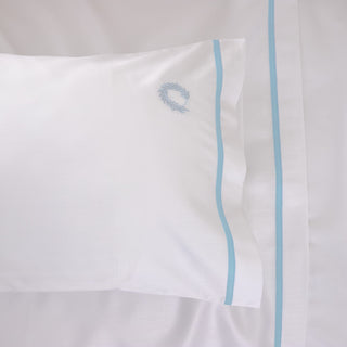 Σεντόνια Bebe Hotel Line White-Ciel Σετ 3τμχ 120x170εκ.