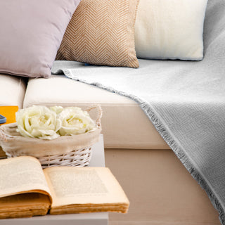 Plaid deux places Uni Gris 170x260cm.