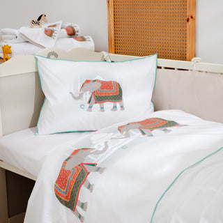 Μαξιλαροθήκη Bebe Στολισμένος Ελέφαντας Αναδίπλωση 35x50 White Green