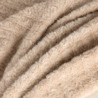 Knitted Blanket With Soft Beige Texture