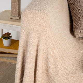 Knitted Blanket With Soft Beige Texture
