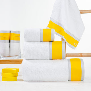 Set of Dobby Bath Towels with Line Yellow 3pcs