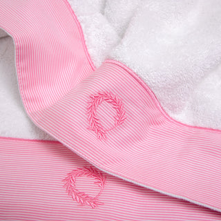 Set of Bath Towels With Striped Front Pink 3pcs