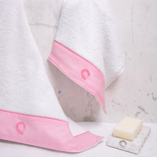 Set of Bath Towels With Striped Front Pink 3pcs