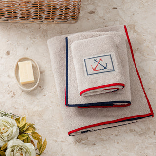 Σετ Πετσέτες Marinessa Punice Stone  - Navy & Red 3 TMX