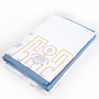 King Size Sheet Set Aria Forged Iron Ashley Blue 4 pcs.
