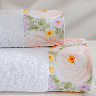 Karussell-Handtuch-Set Weiß-Rosa 3-tlg