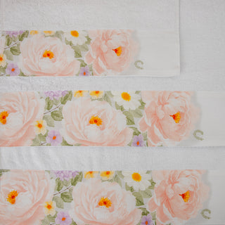 Karussell-Handtuch-Set Weiß-Rosa 3-tlg