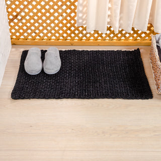 Black Handloom Bath Mat 50x80cm.