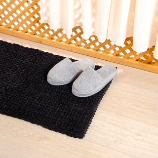 Black Handloom Bath Mat 50x80cm.