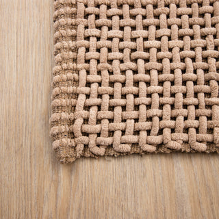 Tapis de bain beige tissé à la main 50x80cm.