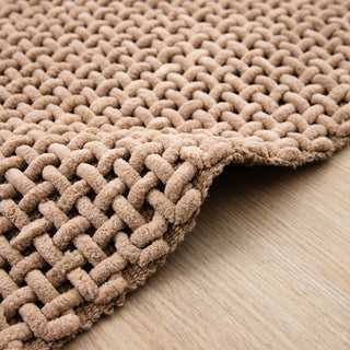 Tapis de bain beige tissé à la main 50x80cm.