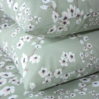 Ζεύγος Μαξιλαροθήκες Green Flowers Αναδίπλωση 50x75