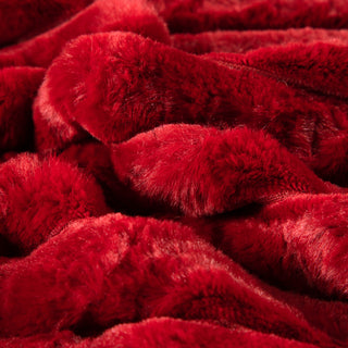 Κουβέρτα Υπέρδιπλη Artificial Rabbit Fur Wine Red