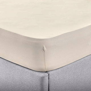 Single-Jersey-Bettlaken mit Gummizug, gebrochenes Weiß, 100 x 200 x 30 cm.