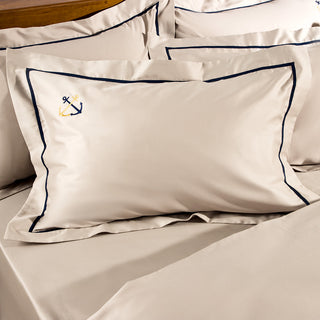 King Size Bed Sheets With Anchors Pumice Stone Embroidery Set of 4 pcs. 270x290cm.
