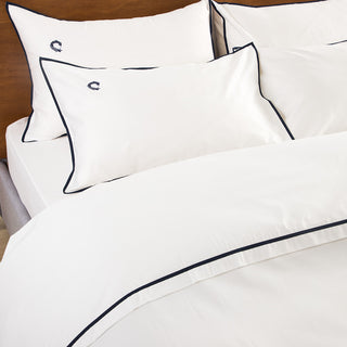 Hotel Line Extra Double Bed Sheet Set White-Navy 4 pcs.