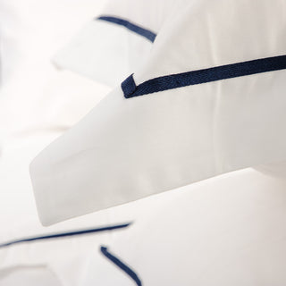Ensemble de draps simples Hotel Line Oxford blanc-marine 3 pièces.