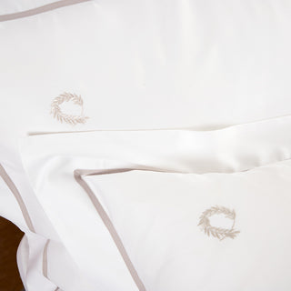 Ensemble de draps extra double Hotel Line Oxford blanc-gris 4 pièces.