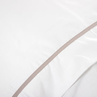 Ensemble de draps extra double Hotel Line Oxford blanc-gris 4 pièces. 240x270cm.