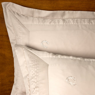 Pair of FAETHON Pillowcases Monochrome Handstitch Purple 50x75cm.